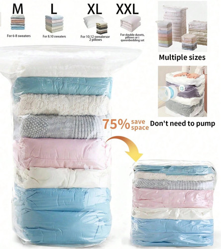 Pump vacuum storage bags - no‑pump,