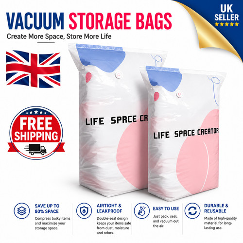 Pump vacuum storage bags - no‑pump,