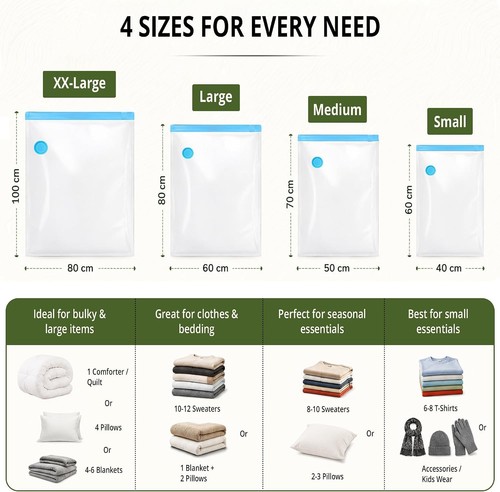 Pump vacuum storage bags - no‑pump,