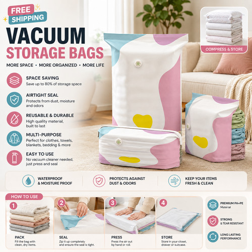 Pump vacuum storage bags - storage,